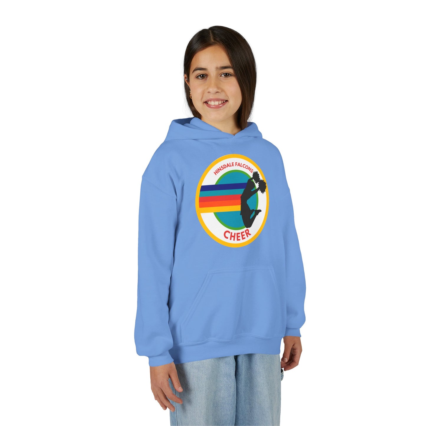Personalized Youth Cheer Hoodie – Retro Stripe Custom Name Sweatshirt