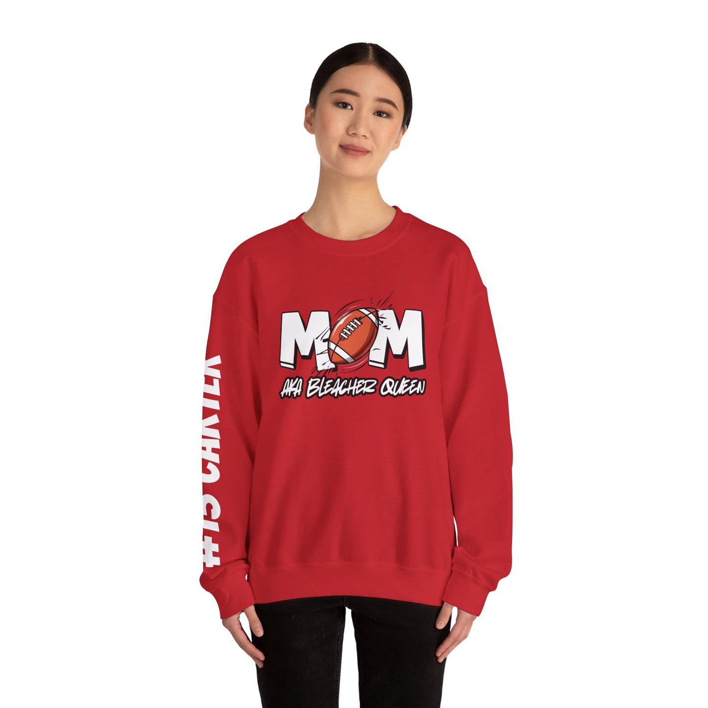 Football Mom Bleacher Queen Sweatshirt – Custom Name & Number Sweatshirt