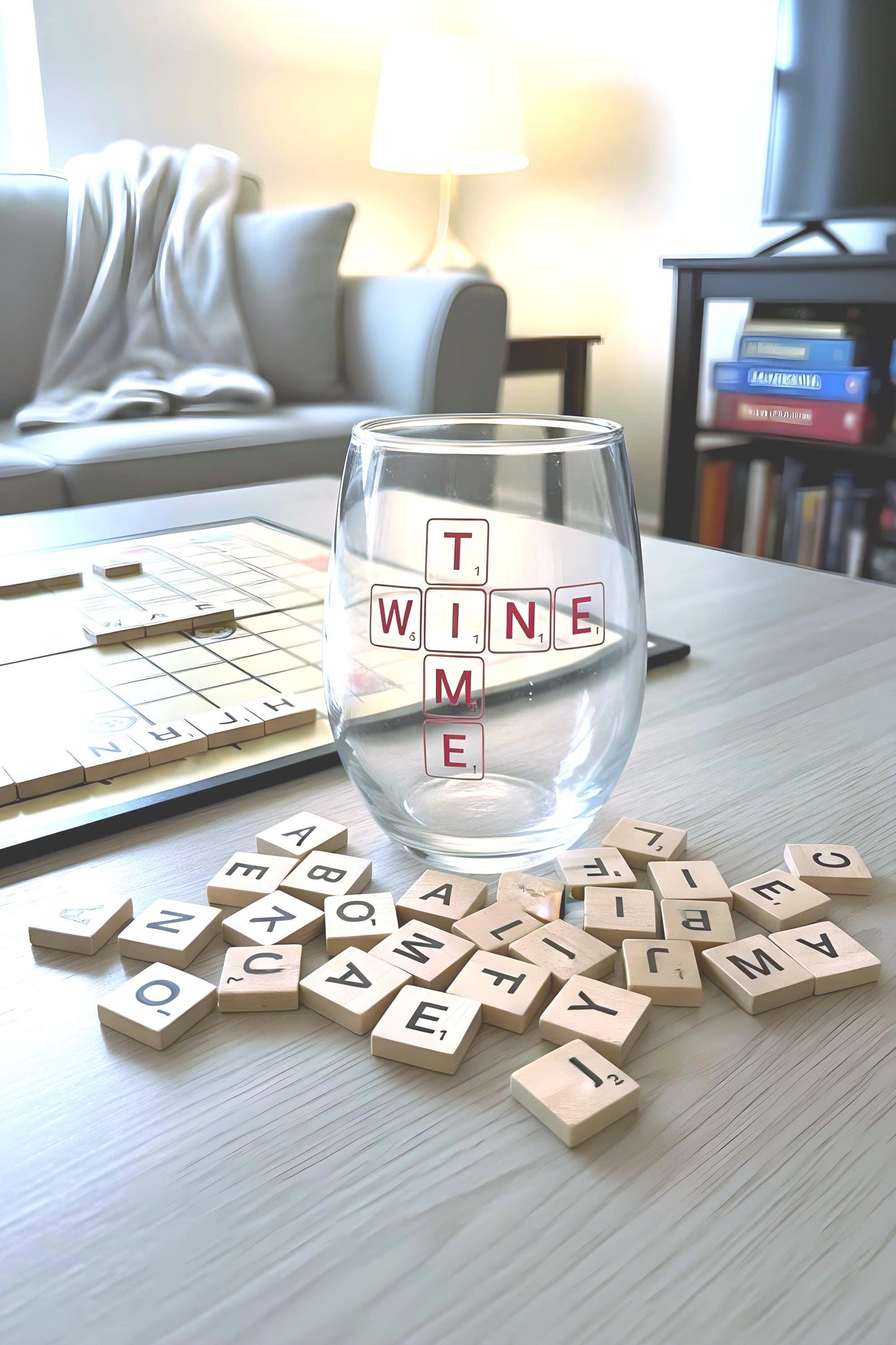 Wine Time Glass | Scrabble Style Wine Glass | Funny Wine Lover Gift
