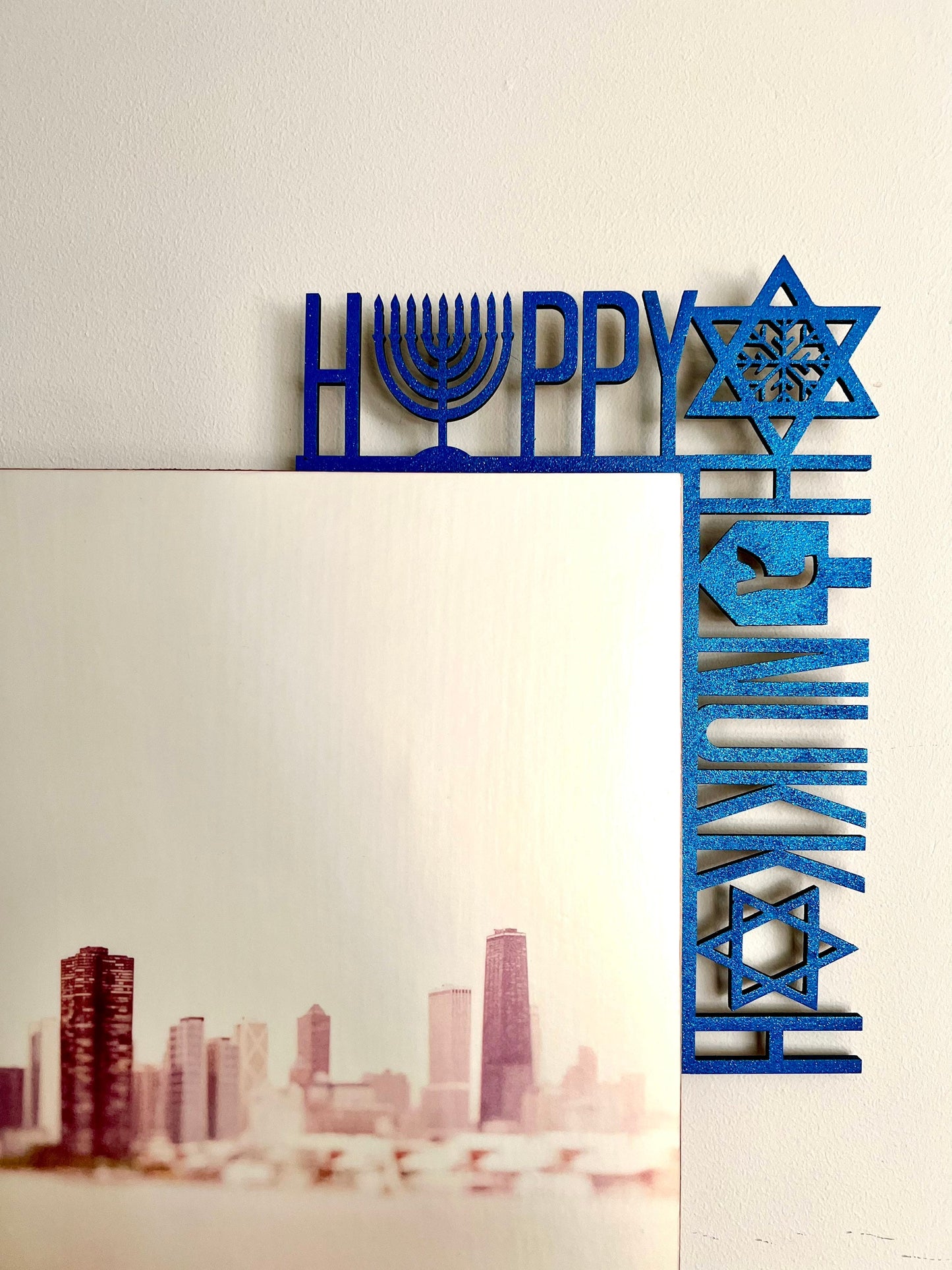 Happy Hanukkah Door Corner | Hanukkah Decor with Star of David, Menorah, and Dreidel |  Hanukkah Decorations