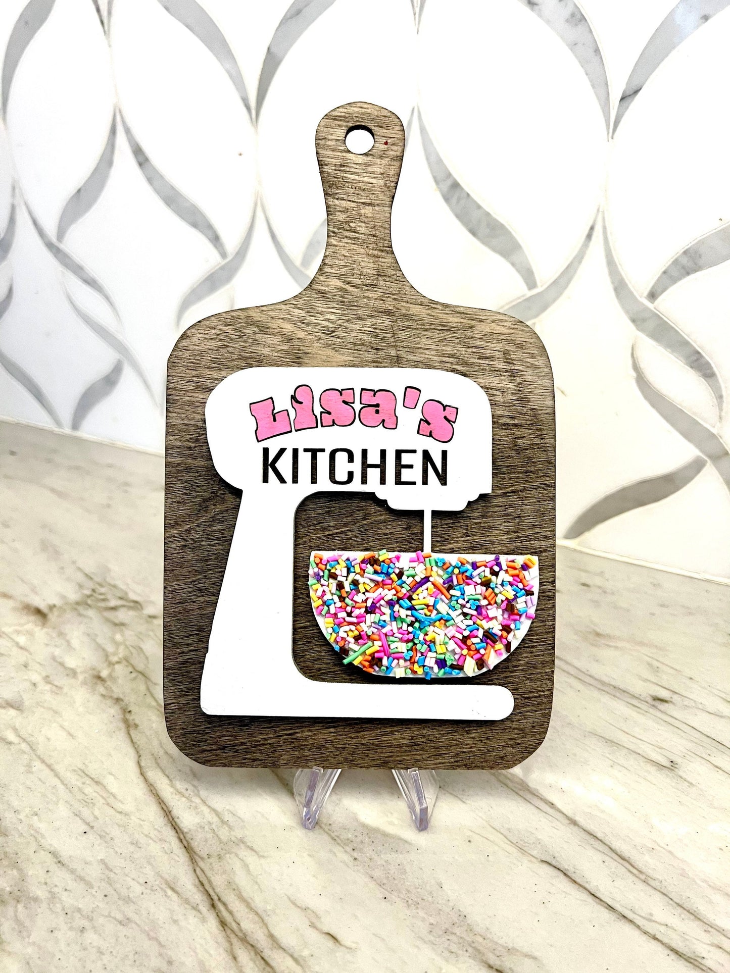 Custom Bakery Sign with Mixer | Personalized Kitchen Sign | Baking Business Name Sign