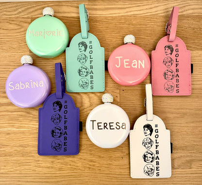 Personalized Golf Bag Tag with Tees | Custom Engraved Leather Golf Tag | Golf Gift