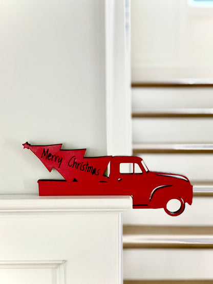 Farmhouse Christmas Truck Door Corner Sign: Holiday Decor