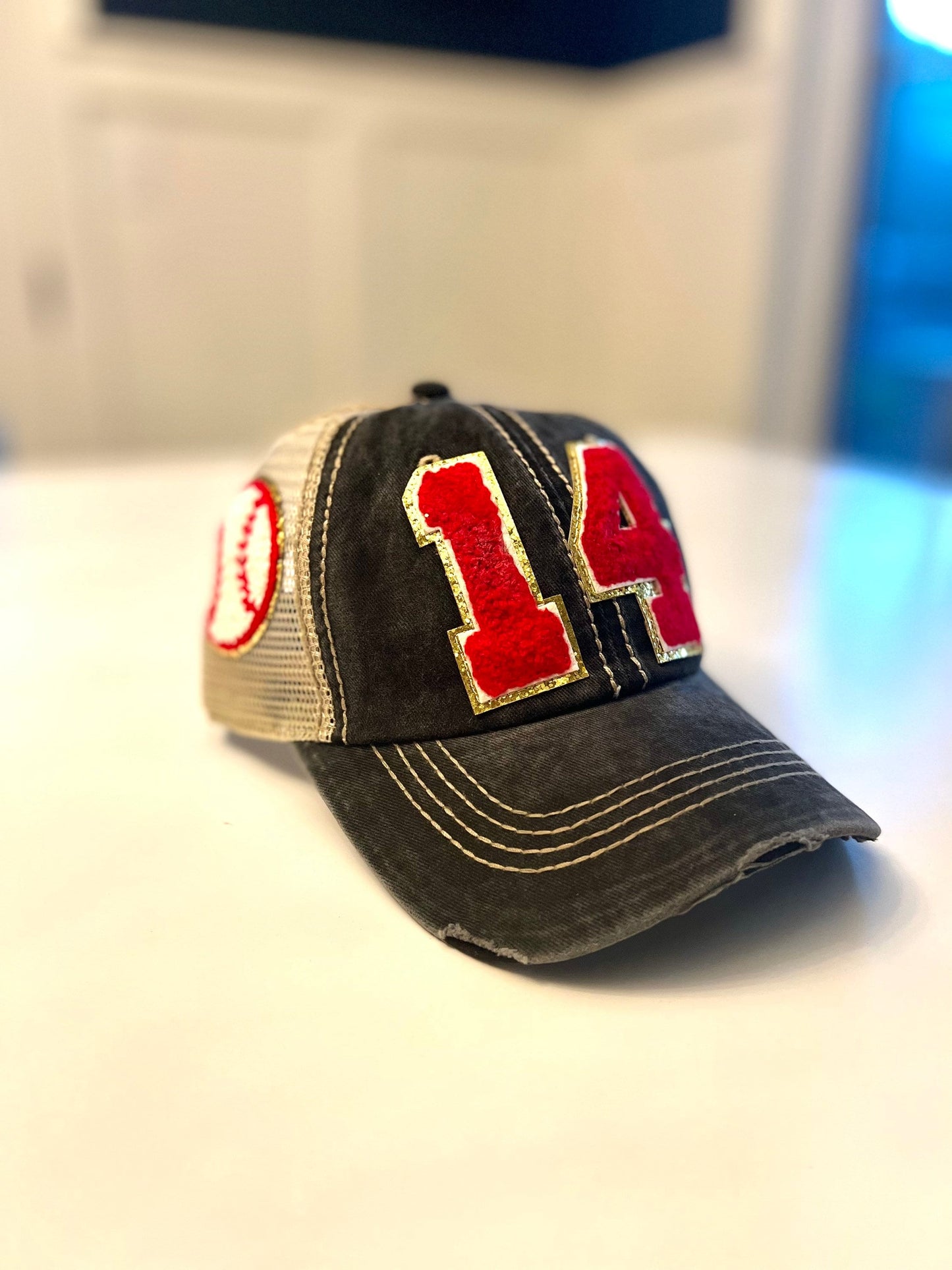 Custom Football Mom Trucker Hat with Number Patch