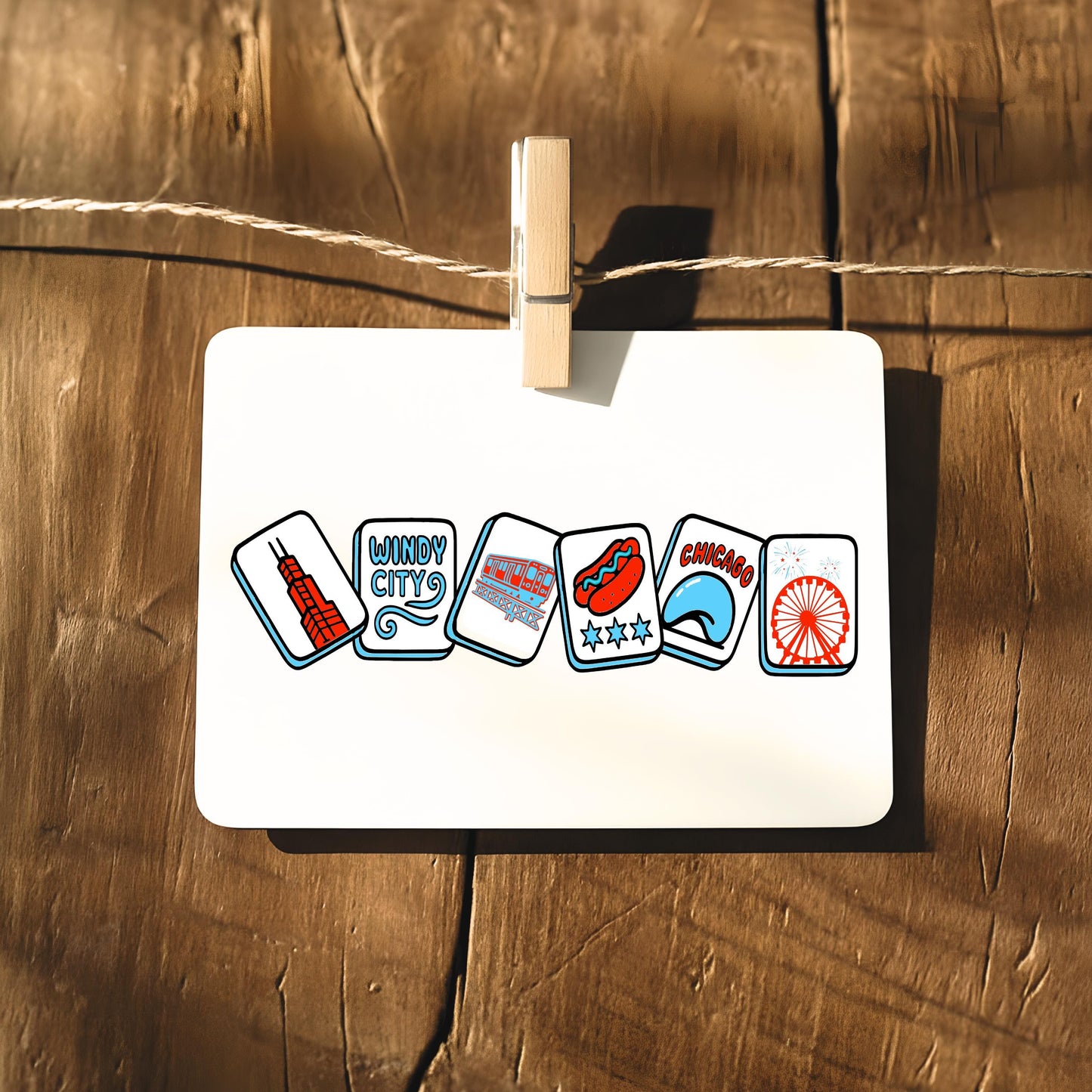 Chicago Mahjong Notecards Set – Windy City Tile Stationery (Set of 10)