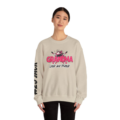 Personalized Hockey Grandma Sweatshirt with Name & Number Sleeve