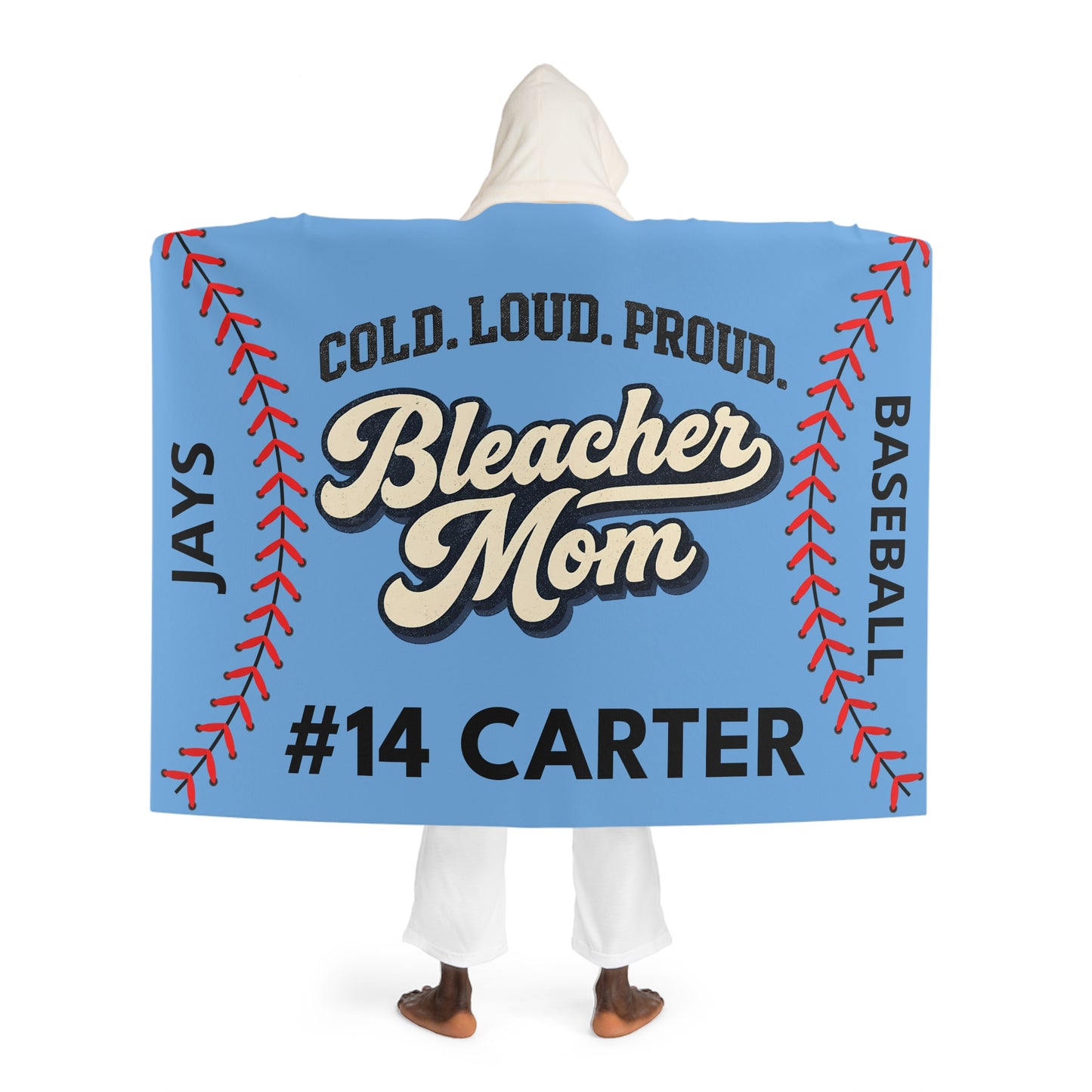 Personalized Baseball Mom Blanket Sherpa Hoodie | Custom Name & Number Bleacher Mom Hoodie Blanket