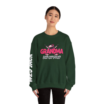 Personalized Hockey Grandma Sweatshirt with Name & Number Sleeve