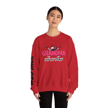 Personalized Hockey Grandma Sweatshirt with Name & Number Sleeve