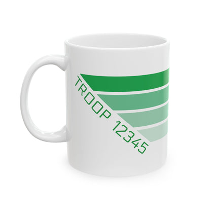 Personalized Girl Scout Troop Number Mug – Retro Stripe Coffee Cup