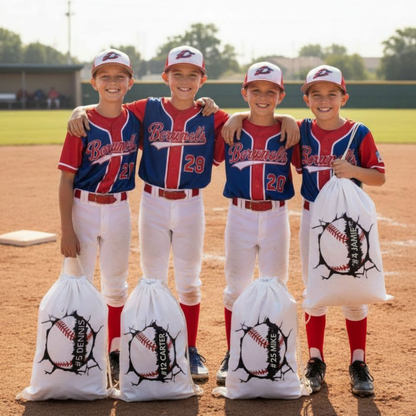 Personalized Baseball Laundry Bag | Custom Name & Number Gear Bag | Cooperstown Baseball Laundry Bag