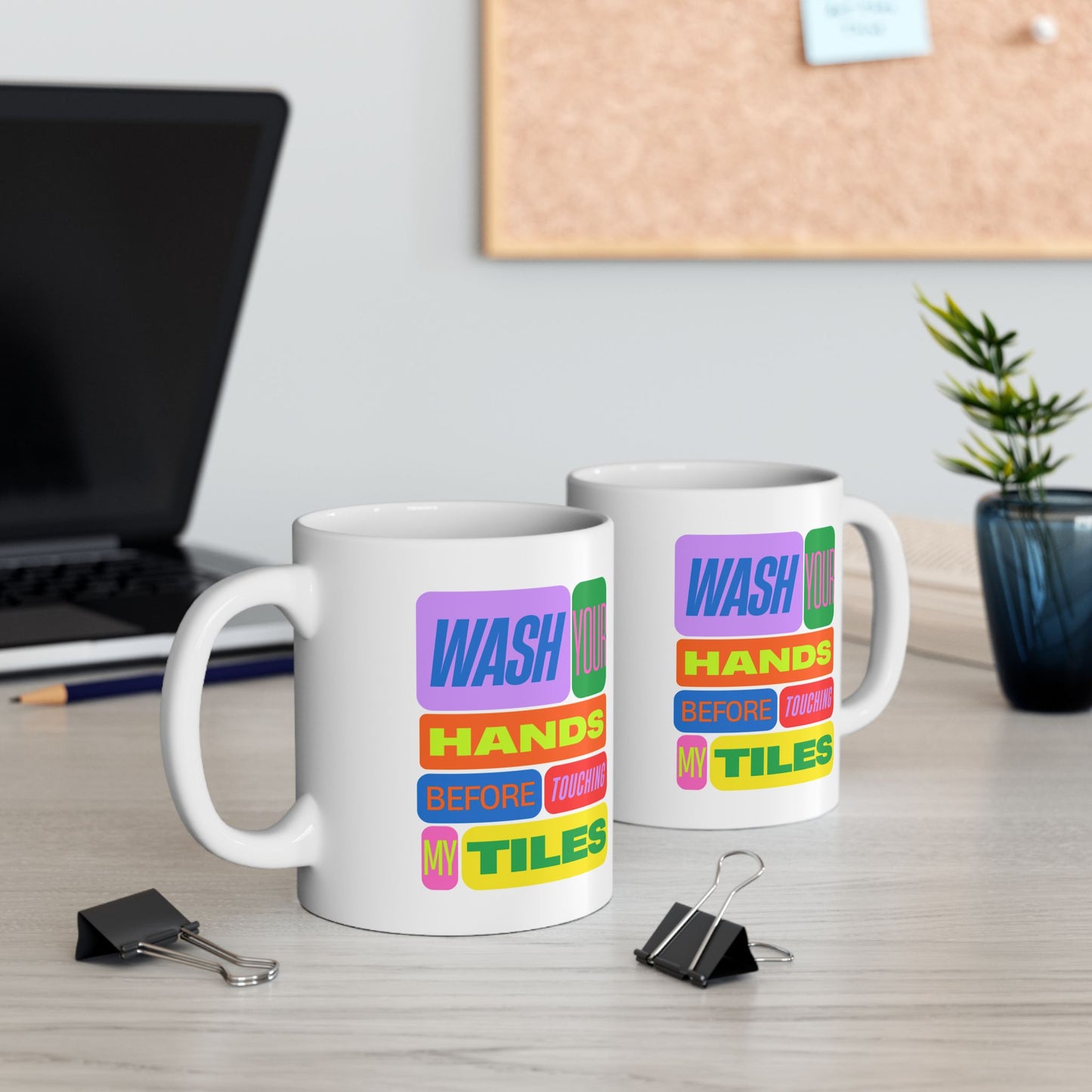 Funny Mahjong Mug – Wash Your Hands Before Touching My Tiles