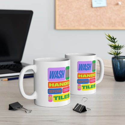 Funny Mahjong Mug – Wash Your Hands Before Touching My Tiles
