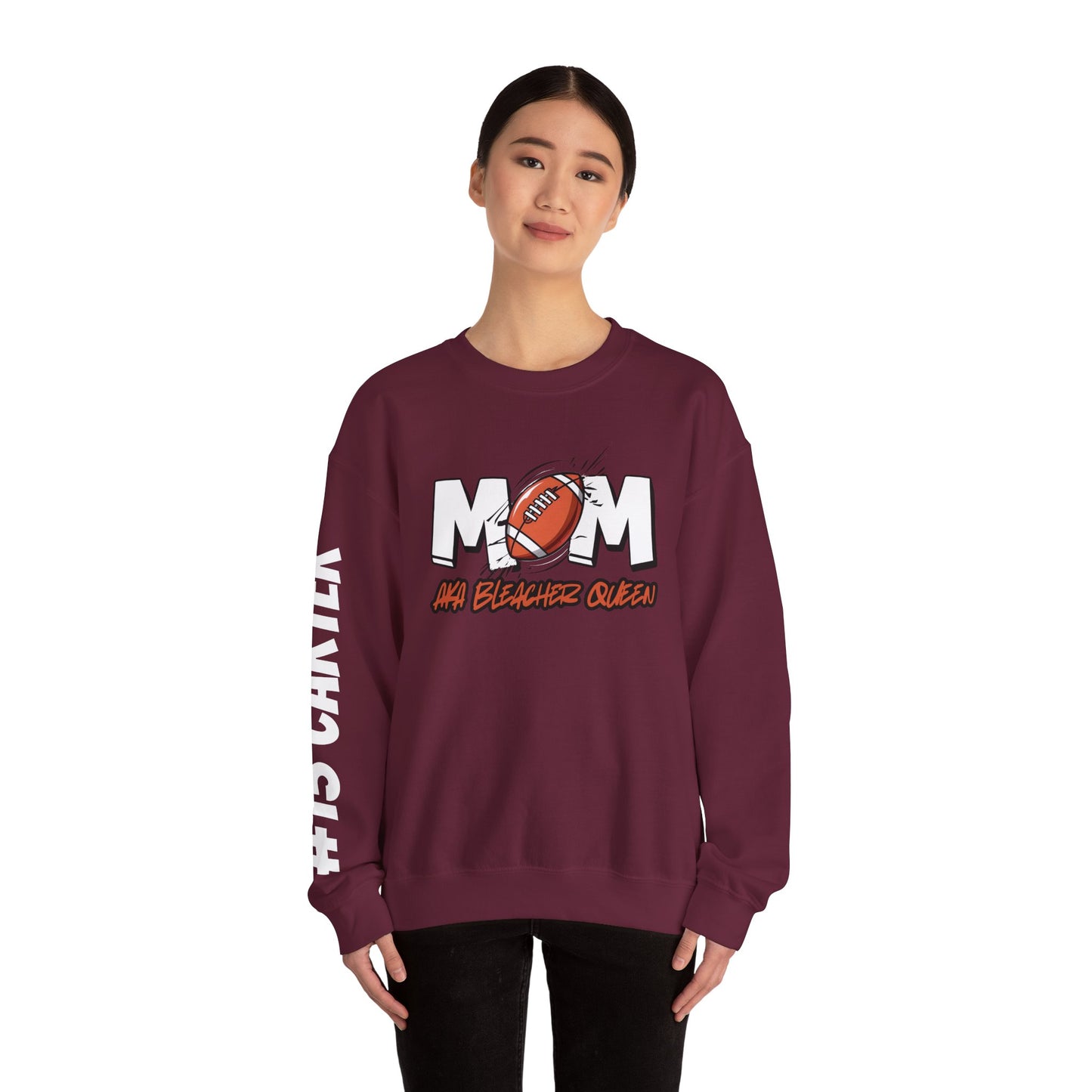 Football Mom Bleacher Queen Sweatshirt – Custom Name & Number Sweatshirt