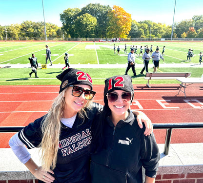 👉 Personalized Football Mom Beanie with Number Patch
