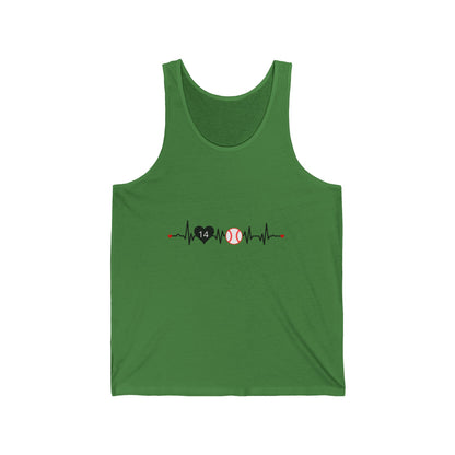 Baseball Mom Tank — Heartbeat with Player Number & Baseball Design