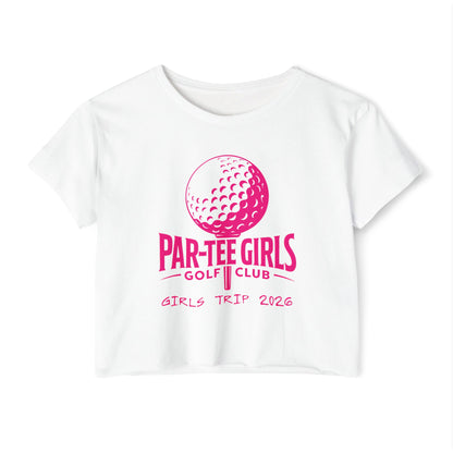 Par-Tee Girls Golf Team T-Shirt – Cropped Pink Golf Tee for Women
