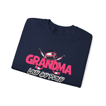 Personalized Hockey Grandma Sweatshirt with Name & Number Sleeve