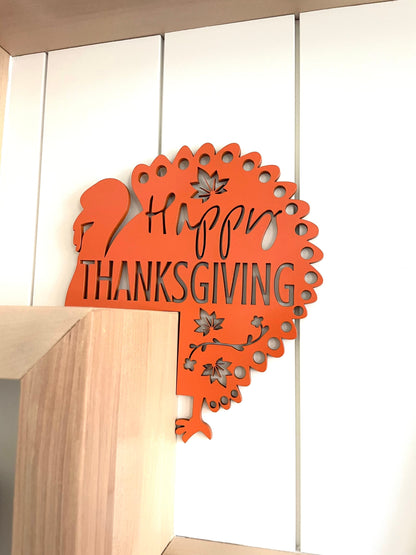 Thanksgiving Door Corner Sign, Fall Decor, Happy Thanksgiving Sign, Turkey Fall Decor