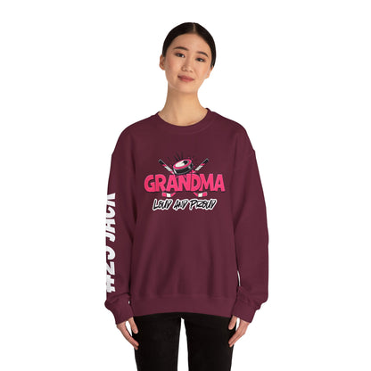 Personalized Hockey Grandma Sweatshirt with Name & Number Sleeve