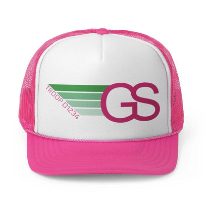 Personalized Girl Scout Troop Trucker Hat – Retro Rainbow Design