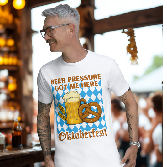 Beer Pressure Got Me Here Shirt – Funny Beer T-Shirt for Oktoberfest