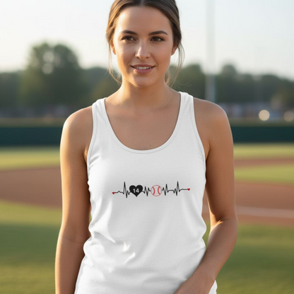 Baseball Mom Tank — Heartbeat with Player Number & Baseball Design