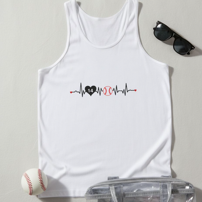 Baseball Mom Tank — Heartbeat with Player Number & Baseball Design