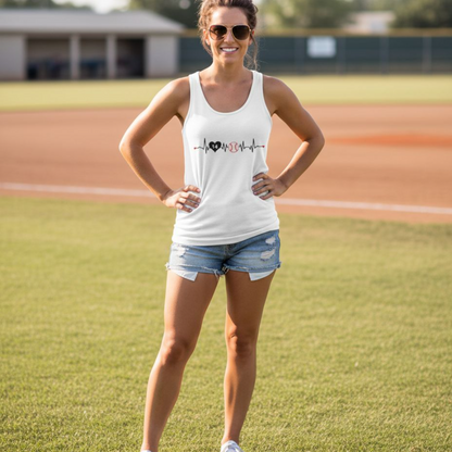 Baseball Mom Tank — Heartbeat with Player Number & Baseball Design