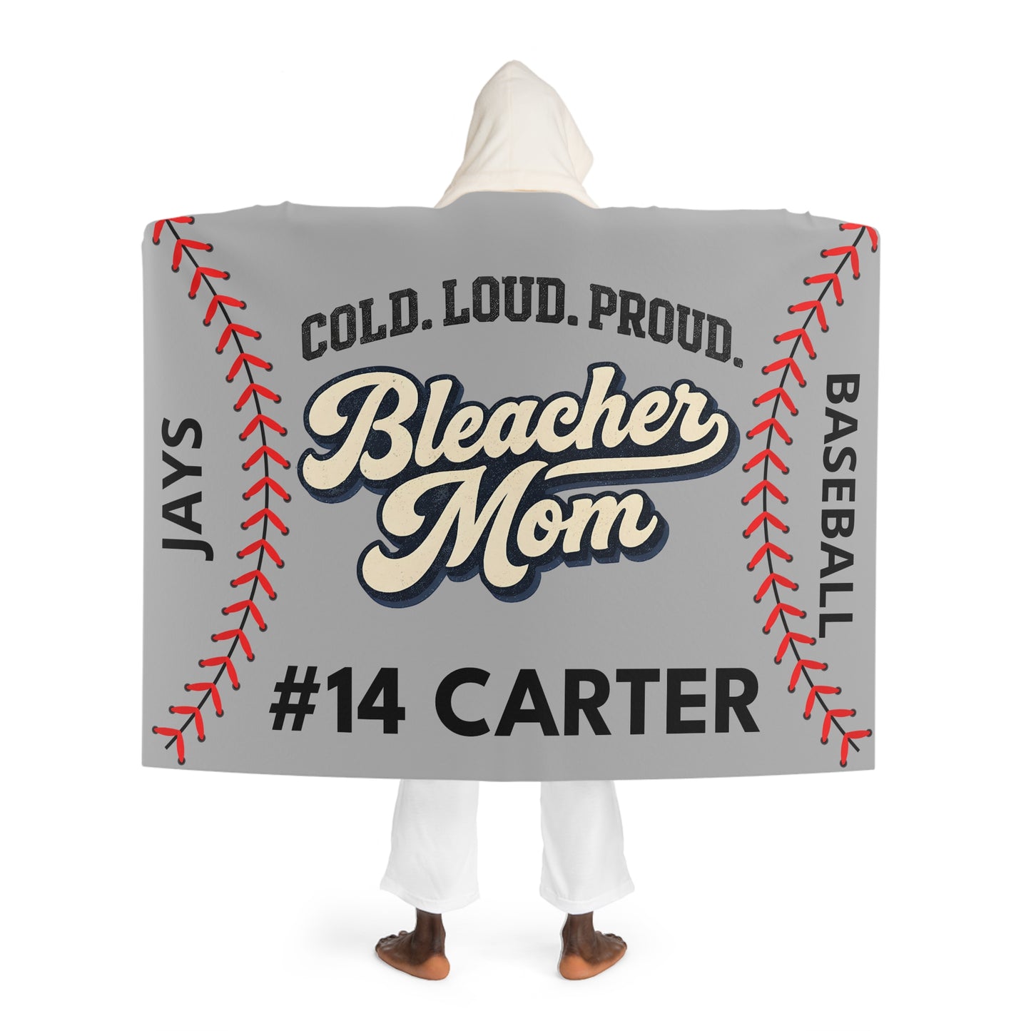 Personalized Baseball Mom Blanket Sherpa Hoodie | Custom Name & Number Bleacher Mom Hoodie Blanket
