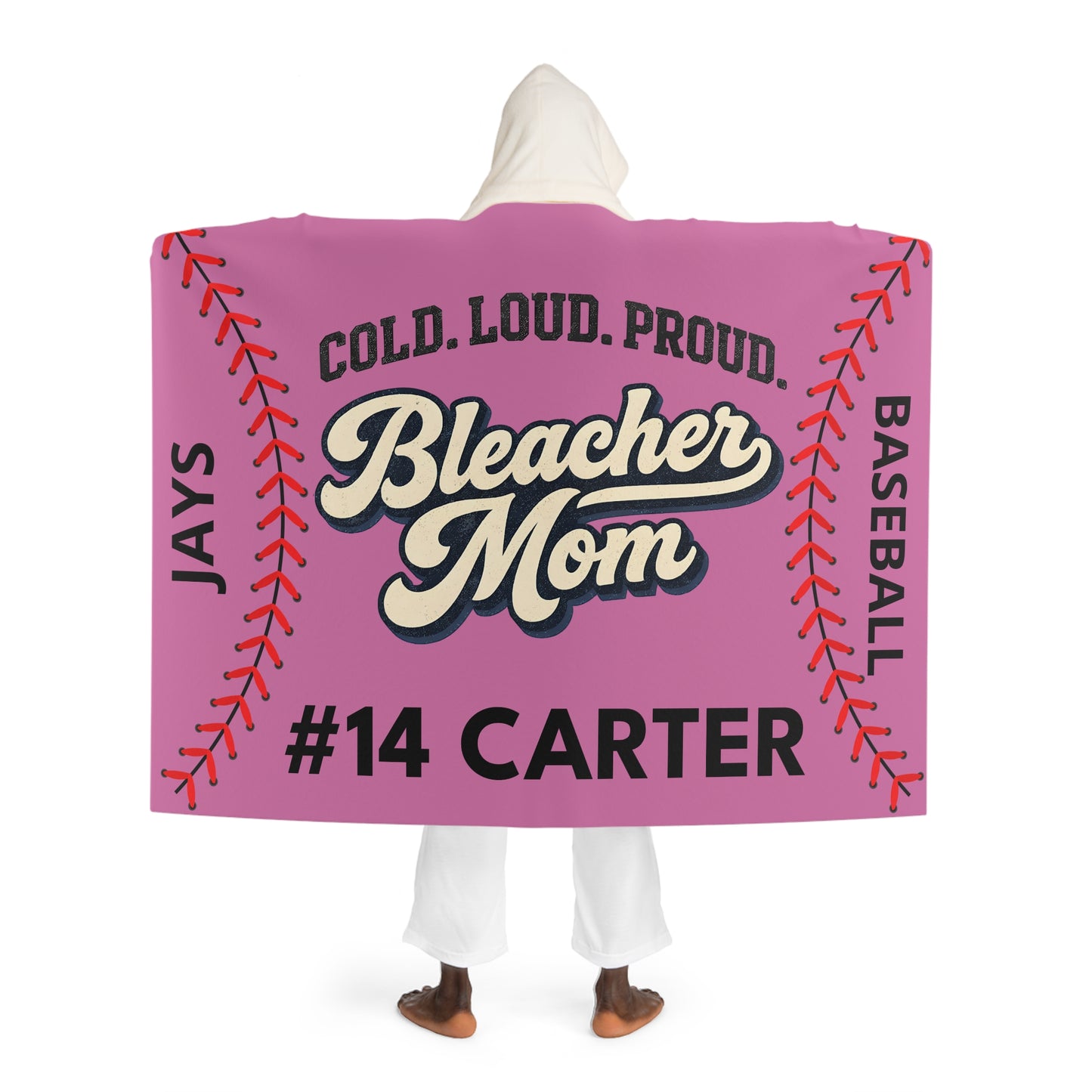Personalized Baseball Mom Blanket Sherpa Hoodie | Custom Name & Number Bleacher Mom Hoodie Blanket
