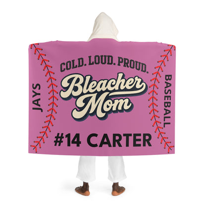 Personalized Baseball Mom Blanket Sherpa Hoodie | Custom Name & Number Bleacher Mom Hoodie Blanket