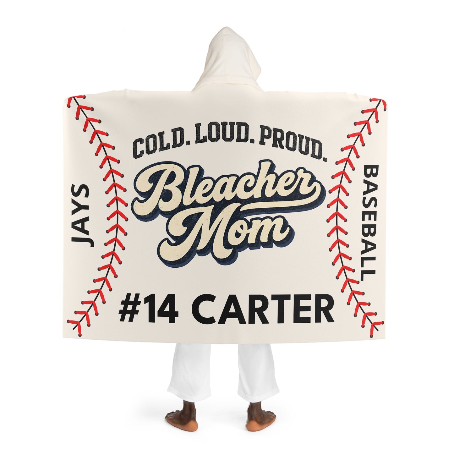 Personalized Baseball Mom Blanket Sherpa Hoodie | Custom Name & Number Bleacher Mom Hoodie Blanket
