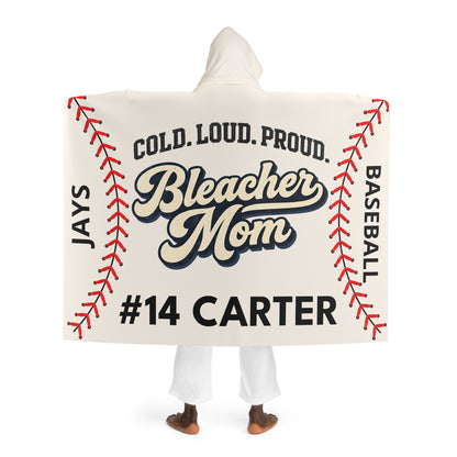 Personalized Baseball Mom Blanket Sherpa Hoodie | Custom Name & Number Bleacher Mom Hoodie Blanket