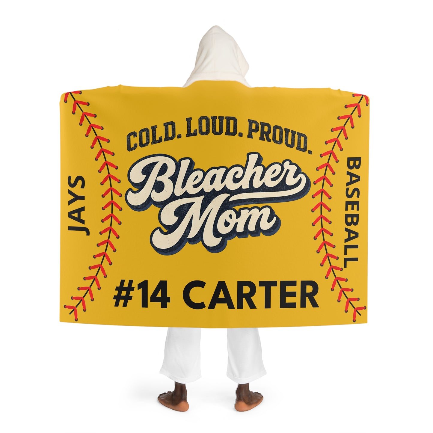 Personalized Baseball Mom Blanket Sherpa Hoodie | Custom Name & Number Bleacher Mom Hoodie Blanket