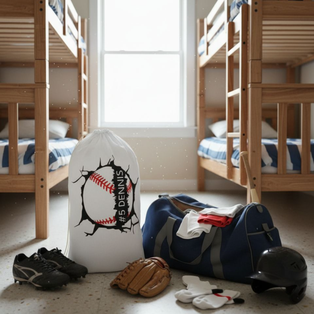 Personalized Baseball Laundry Bag | Custom Name & Number Gear Bag | Cooperstown Baseball Laundry Bag