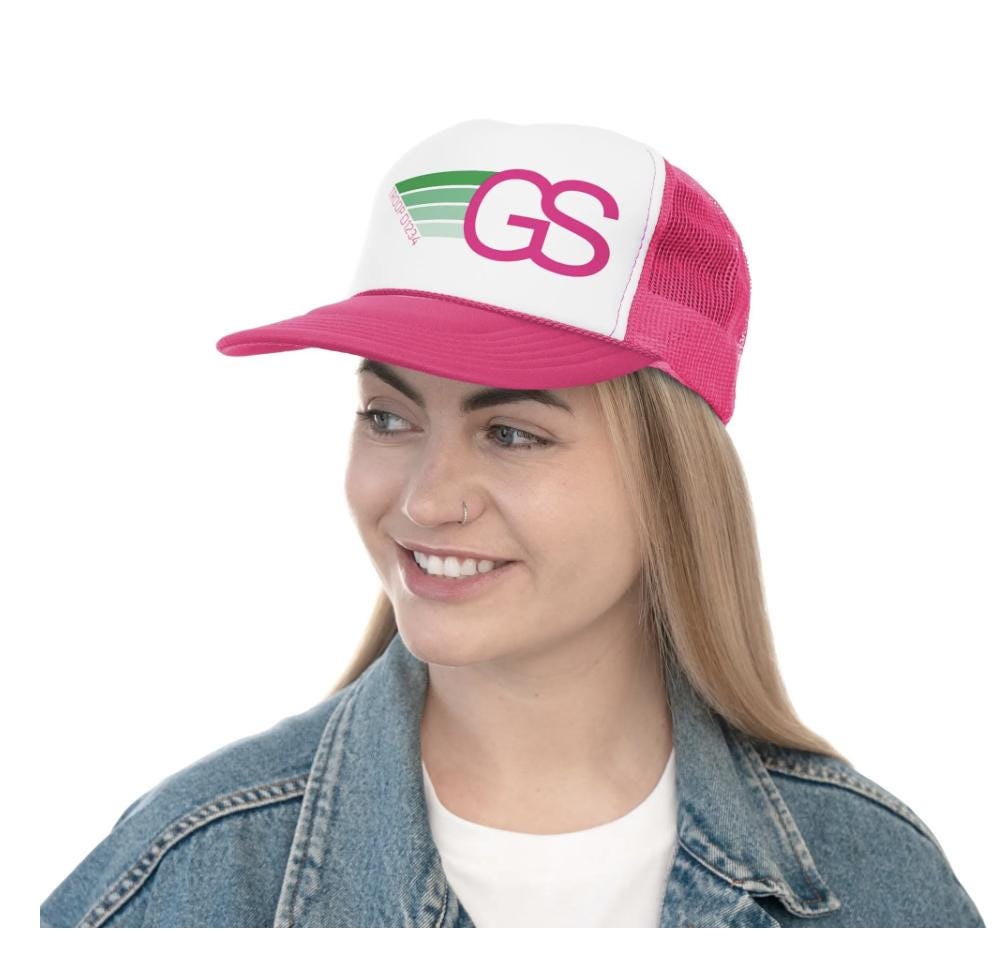Personalized Girl Scout Troop Trucker Hat – Retro Rainbow Design
