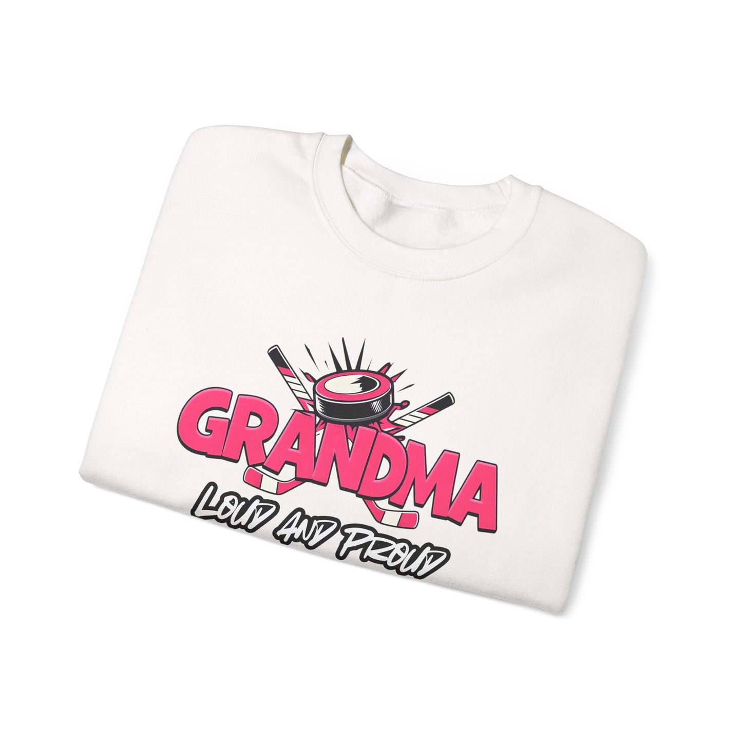 Personalized Hockey Grandma Sweatshirt with Name & Number Sleeve