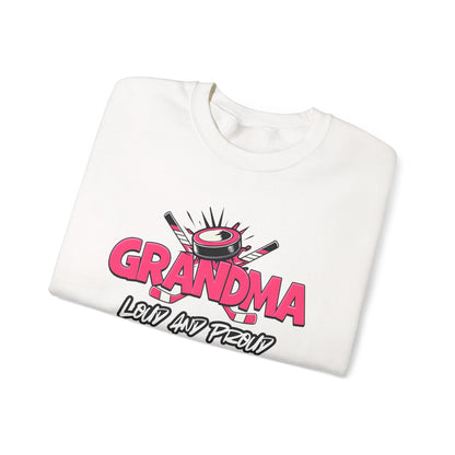 Personalized Hockey Grandma Sweatshirt with Name & Number Sleeve