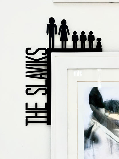 Custom Family Name Sign with Icons | Personalized Door Corner Sign | Housewarming Gift