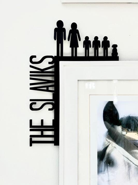 Custom Family Name Sign with Icons | Personalized Door Corner Sign | Housewarming Gift