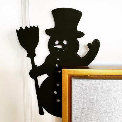Snowman Door Corner Sign | Christmas Snowman Decor | Holiday Corner Wall Decor