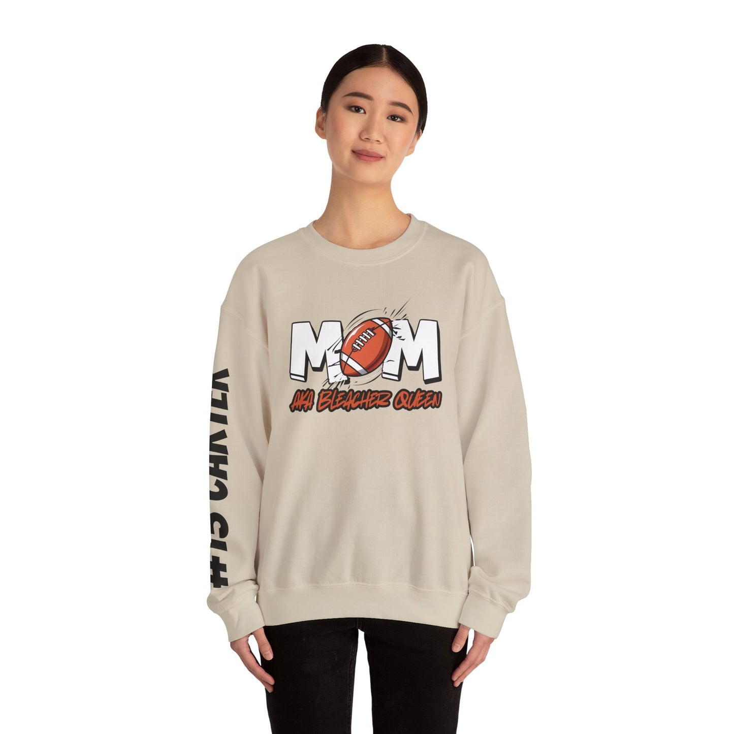 Football Mom Bleacher Queen Sweatshirt – Custom Name & Number Sweatshirt
