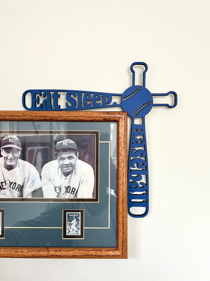 Eat Sleep Baseball Sign | Baseball Room Decor | Sports Door Frame Corner Sign