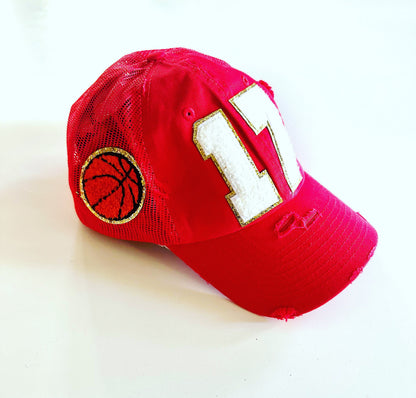 Custom Basketball Mom Trucker Hat with Number Patch