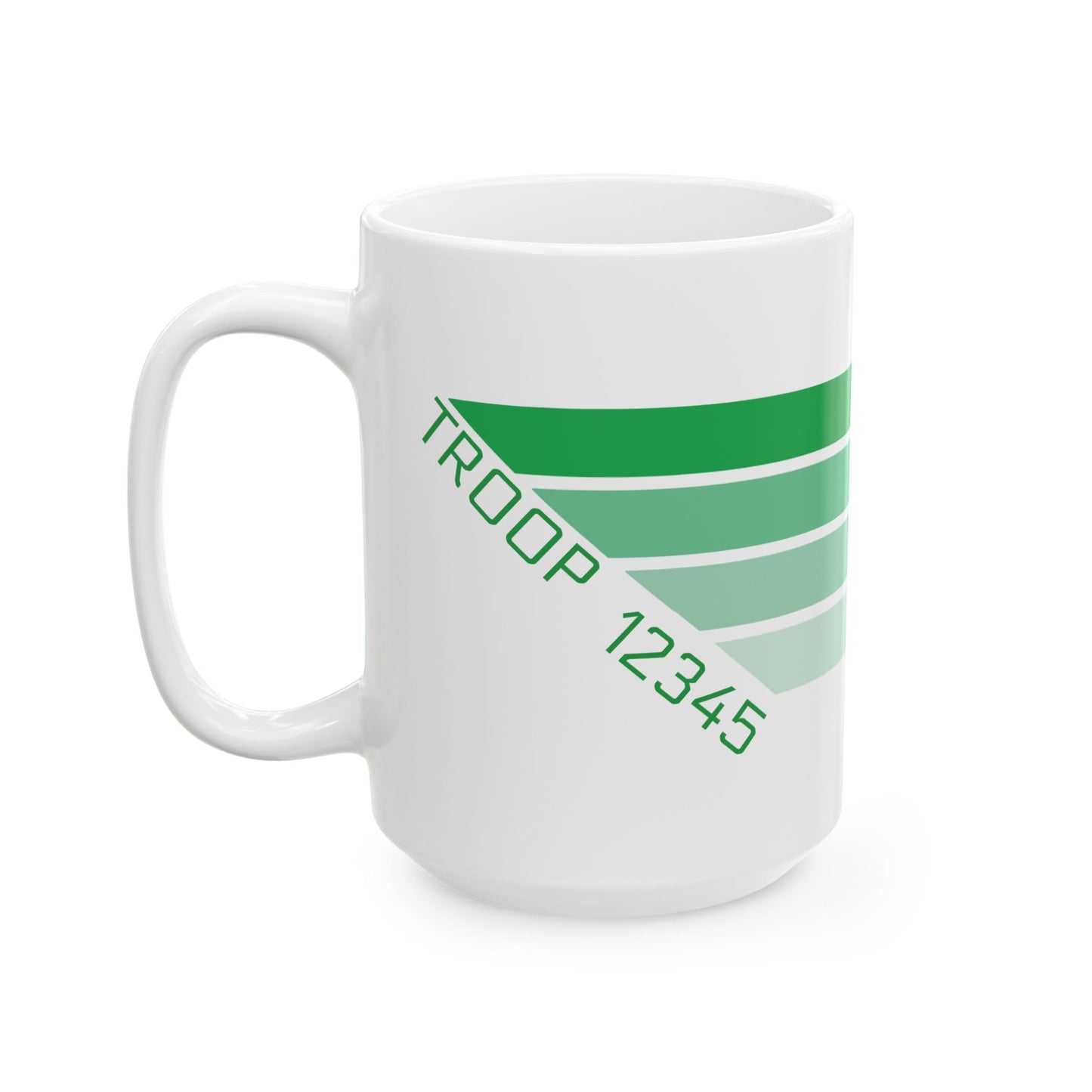 Personalized Girl Scout Troop Number Mug – Retro Stripe Coffee Cup