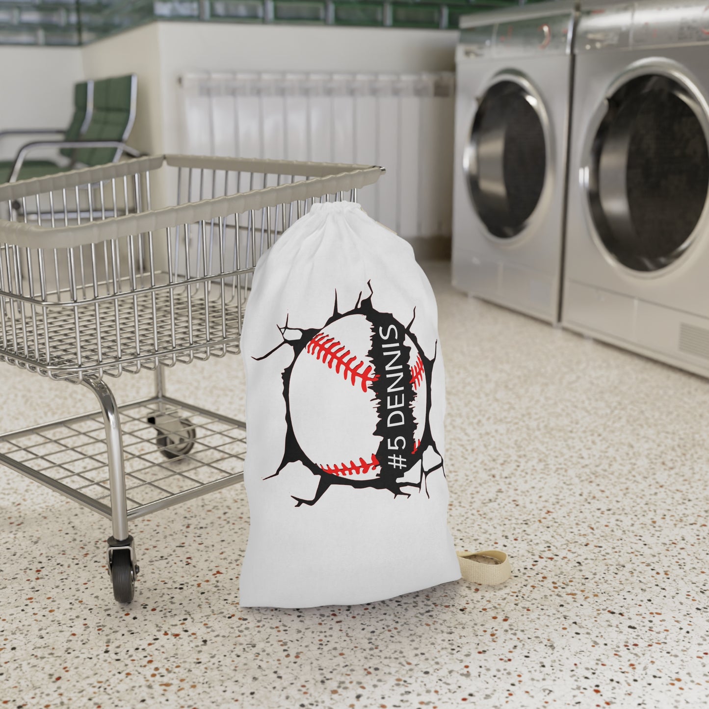 Personalized Baseball Laundry Bag | Custom Name & Number Gear Bag | Cooperstown Baseball Laundry Bag