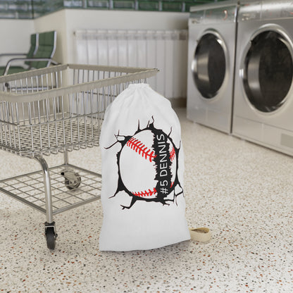Personalized Baseball Laundry Bag | Custom Name & Number Gear Bag | Cooperstown Baseball Laundry Bag