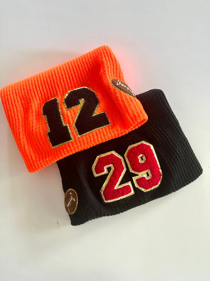 Custom Hockey Mom Slouchy Beanie with Number Patch
