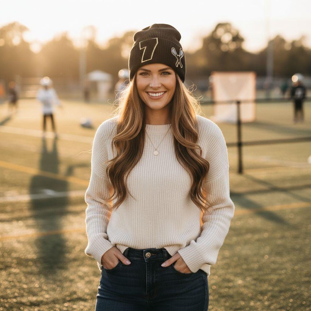 Custom Baseball Mom Slouchy Beanie with Number Patch